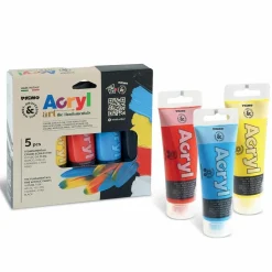 PRIMO - 5 tubes de peinture acrylique couleurs primaires
