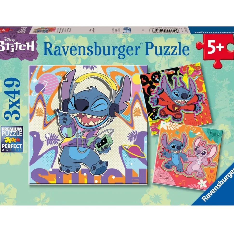 RAVENSBURGER - Puzzle jouer toute la journée stitch 3x49 pcs