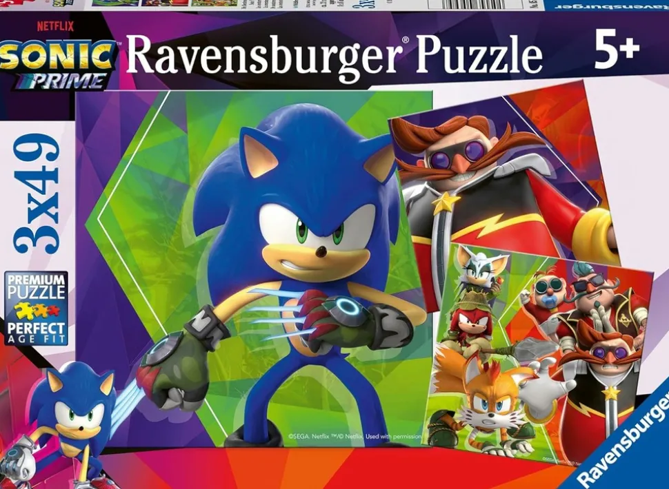 RAVENSBURGER - Puzzle les aventures de sonic 3x49 pcs