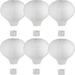 RAYHER - 6 lampions en papier montgolfière à chassis métallique ø 30 x 40 cm