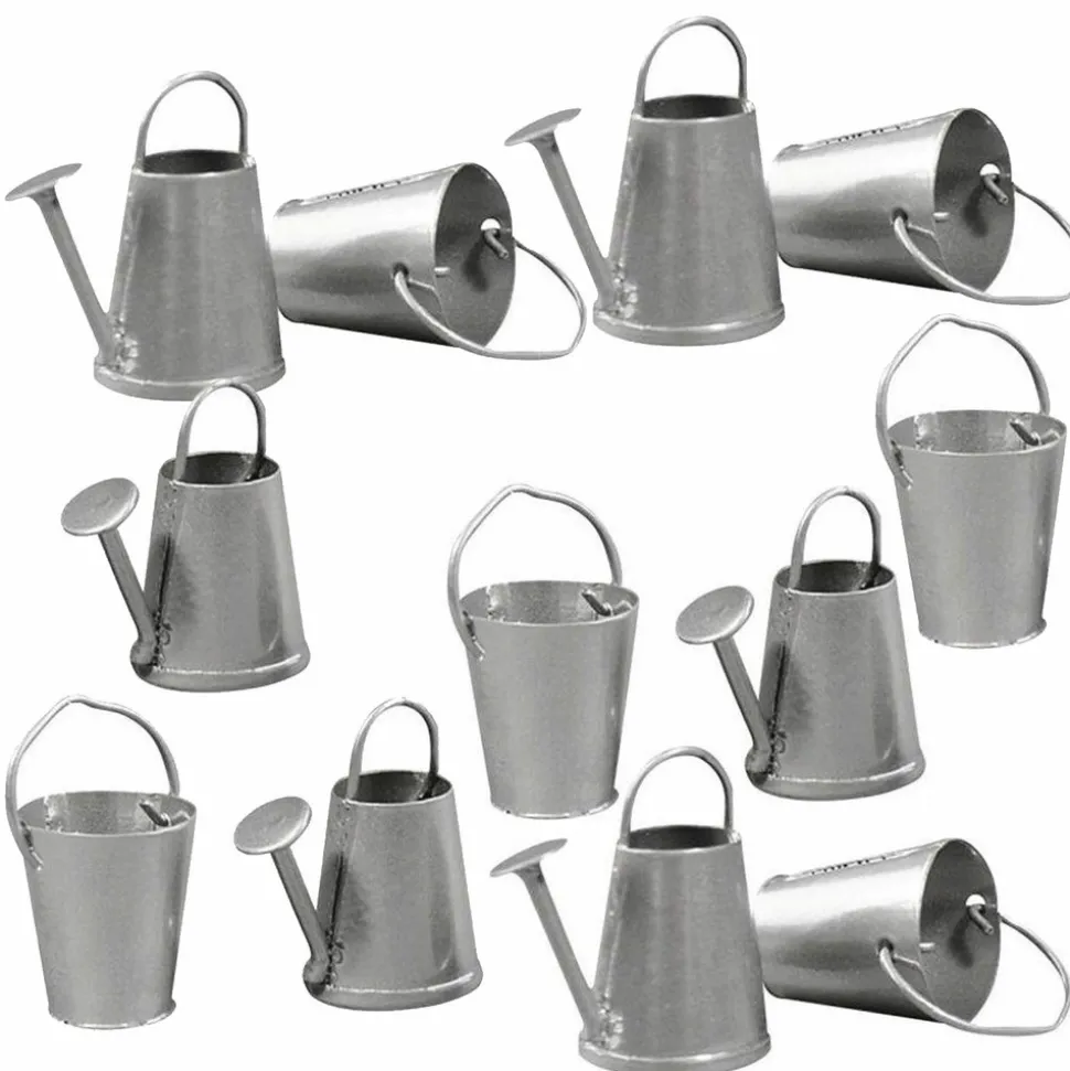 RAYHER - 6 mini arrosoirs et 6 seaux en métal 2 cm