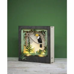 RAYHER - Cadre décoratif en bois à motif 3d - 24 x 24 x 6,5 cm - toucan