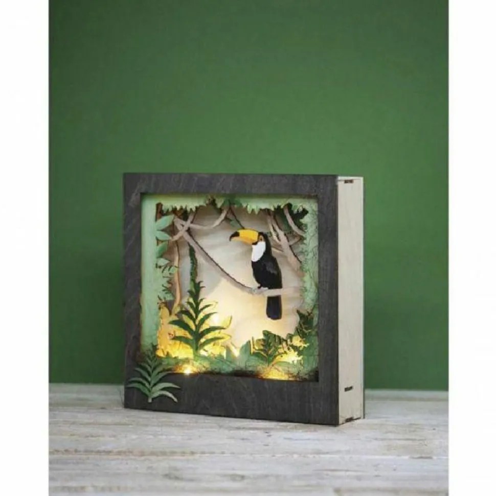 RAYHER - Cadre décoratif en bois à motif 3d - 24 x 24 x 6,5 cm - toucan