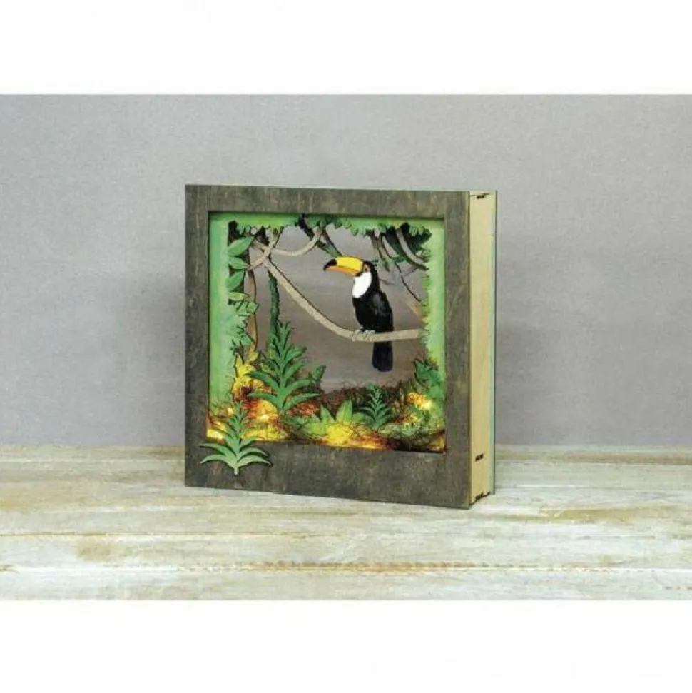 RAYHER - Cadre décoratif en bois à motif 3d - 24 x 24 x 6,5 cm - toucan