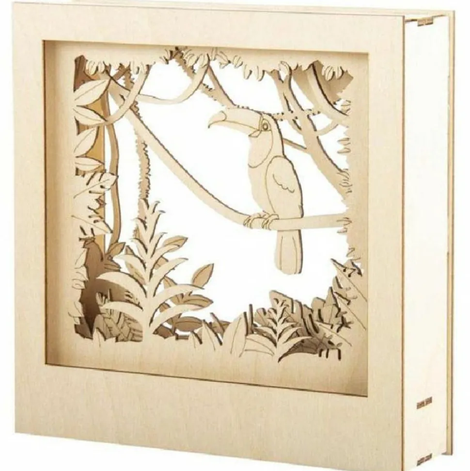 RAYHER - Cadre décoratif en bois à motif 3d - 24 x 24 x 6,5 cm - toucan