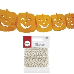 RAYHER - Guirlande citrouilles pour halloween + ficelle dorée & blanche 15 m