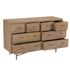 RENDEZ-VOUS DÉCO - Bran - commode 8 tiroirs en bois de manguier et pieds en métal doré