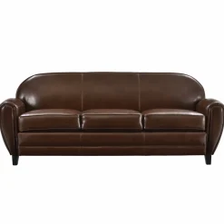 RENDEZ-VOUS DÉCO - Club - canapé 3 places marron en croute de cuir enduite