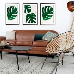 RENDEZ-VOUS DÉCO - Club - canapé 3 places camel en croute de cuir enduite