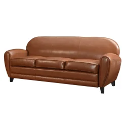 RENDEZ-VOUS DÉCO - Club - canapé 3 places camel en croute de cuir enduite