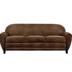 RENDEZ-VOUS DÉCO - Club - canapé 3 places marron vieilli en microfibre