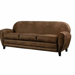RENDEZ-VOUS DÉCO - Club - canapé 3 places marron vieilli en microfibre