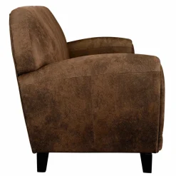 RENDEZ-VOUS DÉCO - Club - canapé 3 places marron vieilli en microfibre
