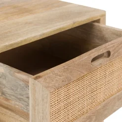 RENDEZ-VOUS DÉCO - Félix - table de chevet 2 tiroirs en bois de manguier et cannage