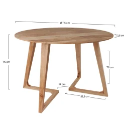 RENDEZ-VOUS DÉCO - Iguana - table ronde 4 personnes en bois d'acacia d115 cm