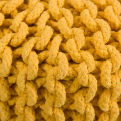 RENDEZ-VOUS DÉCO - Lisa - petit tabouret tricot en coton jaune moutarde