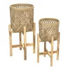 RENDEZ-VOUS DÉCO - Mila - cache-pot pieds en teck et bambou (lot de 2)