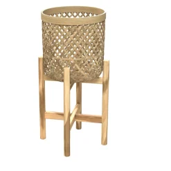 RENDEZ-VOUS DÉCO - Mila - cache-pot pieds en teck et bambou (lot de 2)