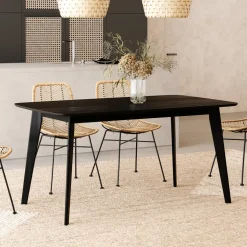 RENDEZ-VOUS DÉCO - Oman - table rectangulaire 6 personnes en bois noir 150 cm