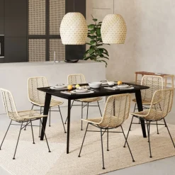 RENDEZ-VOUS DÉCO - Oman - table rectangulaire 6 personnes en bois noir 150 cm