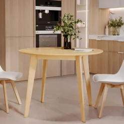 RENDEZ-VOUS DÉCO - Réno - table ronde 4 personnes en bois clair d100 cm