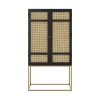 RENDEZ-VOUS DÉCO - Shellona - armoire noire en bois et cannage 2 portes