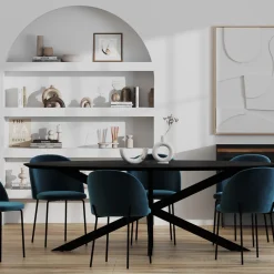 RENDEZ-VOUS DÉCO - Sparo - table ovale 10 personnes en bois de teck recyclé noir 240 cm