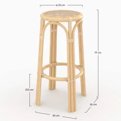 RENDEZ-VOUS DÉCO - Vania - tabouret de bar 77 cm en rotin