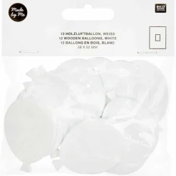 RICO DESIGN - 12 ballons en bois blanc grand 52 mm