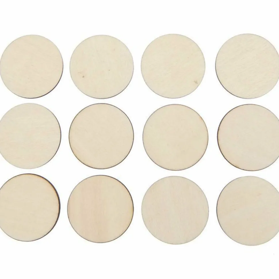 RICO DESIGN - 12 disques en bois naturel grand 38 mm