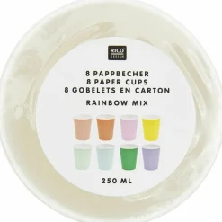 RICO DESIGN - 8 gobelets en carton multicolores