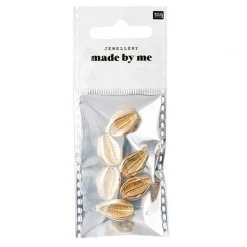 RICO DESIGN - 6 perles - coquillages or - 2 perforations