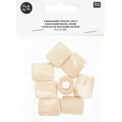 RICO DESIGN - 8 perles cylindriques - bois nature - 24 mm