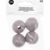 RICO DESIGN - 4 perles rondes - bois gris - 35 mm