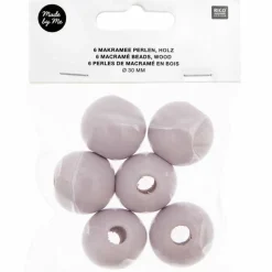 RICO DESIGN - 6 perles rondes - bois gris - 30 mm