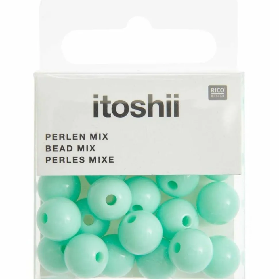 RICO DESIGN - 24 perles rondes 10 mm - menthe