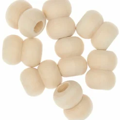 RICO DESIGN - 8 perles rondes doubles - bois nature - 22 mm