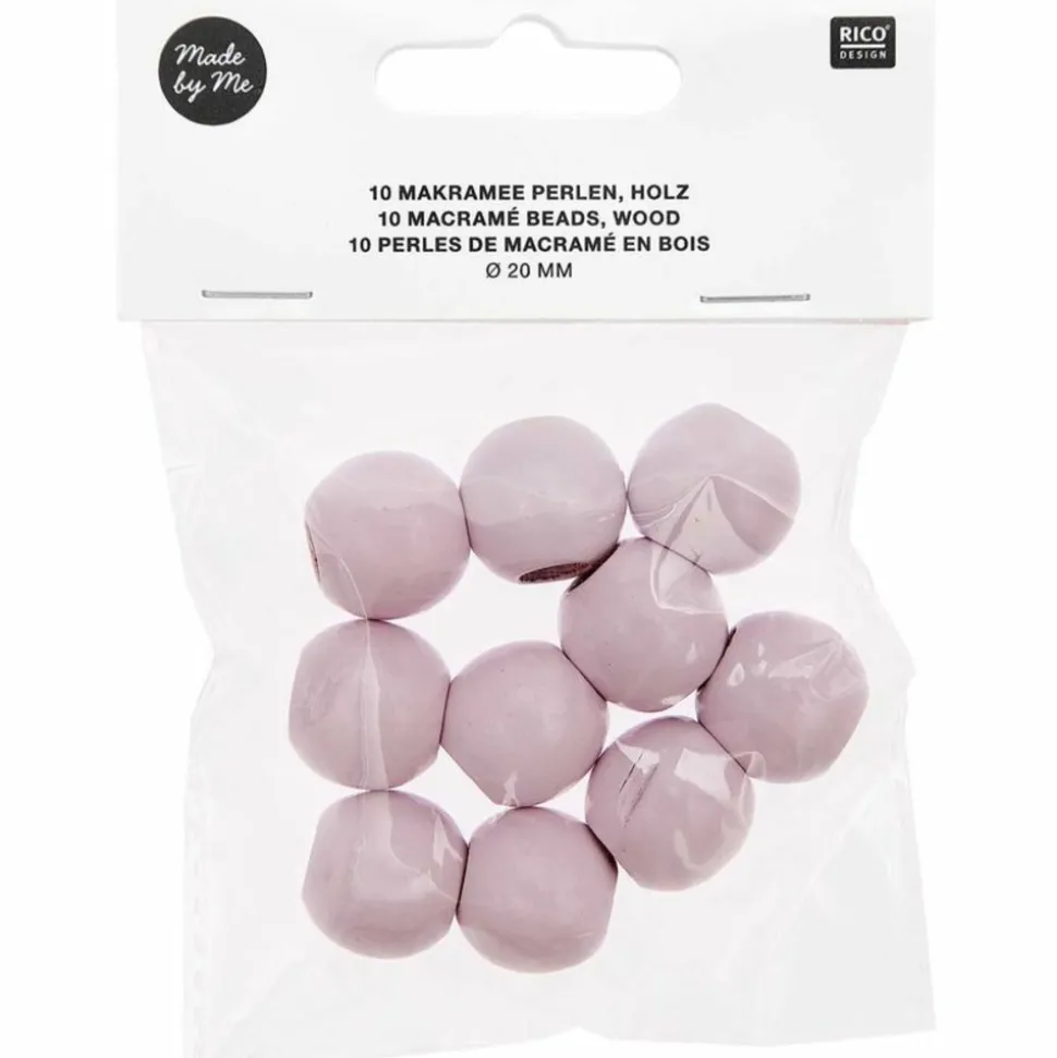 RICO DESIGN - 10 perles rondes - bois rose - 20 mm