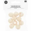 RICO DESIGN - 10 perles rondes macramé - bois nature - 20 mm