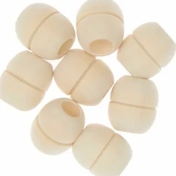 RICO DESIGN - 8 perles rondes fantaisie - bois nature - 22 mm