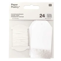 RICO DESIGN - 24 étiquettes à suspendre blanches & argentées