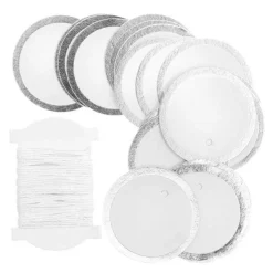 RICO DESIGN - 24 étiquettes à suspendre ronds blanches à contour argenté