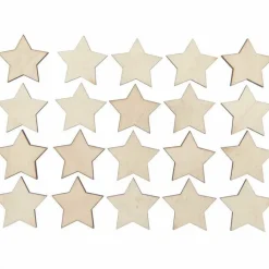 RICO DESIGN - 20 étoiles en bois naturel petit 30 mm