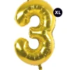 RICO DESIGN - Ballon aluminium chiffre "3" doré, haut. 86 cm