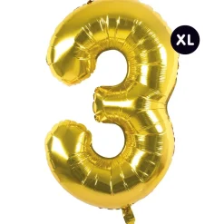 RICO DESIGN - Ballon aluminium chiffre "3" doré, haut. 86 cm