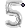 RICO DESIGN - Ballon aluminium chiffre "5" argenté, haut. 86 cm
