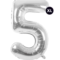 RICO DESIGN - Ballon aluminium chiffre "5" argenté, haut. 86 cm