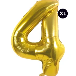 RICO DESIGN - Ballon aluminium chiffre "4" doré, haut. 86 cm