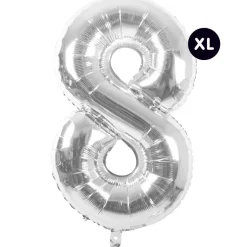 RICO DESIGN - Ballon aluminium chiffre "8" argenté, haut. 86 cm