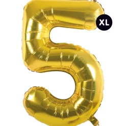 RICO DESIGN - Ballon aluminium chiffre "5" doré, haut. 86 cm